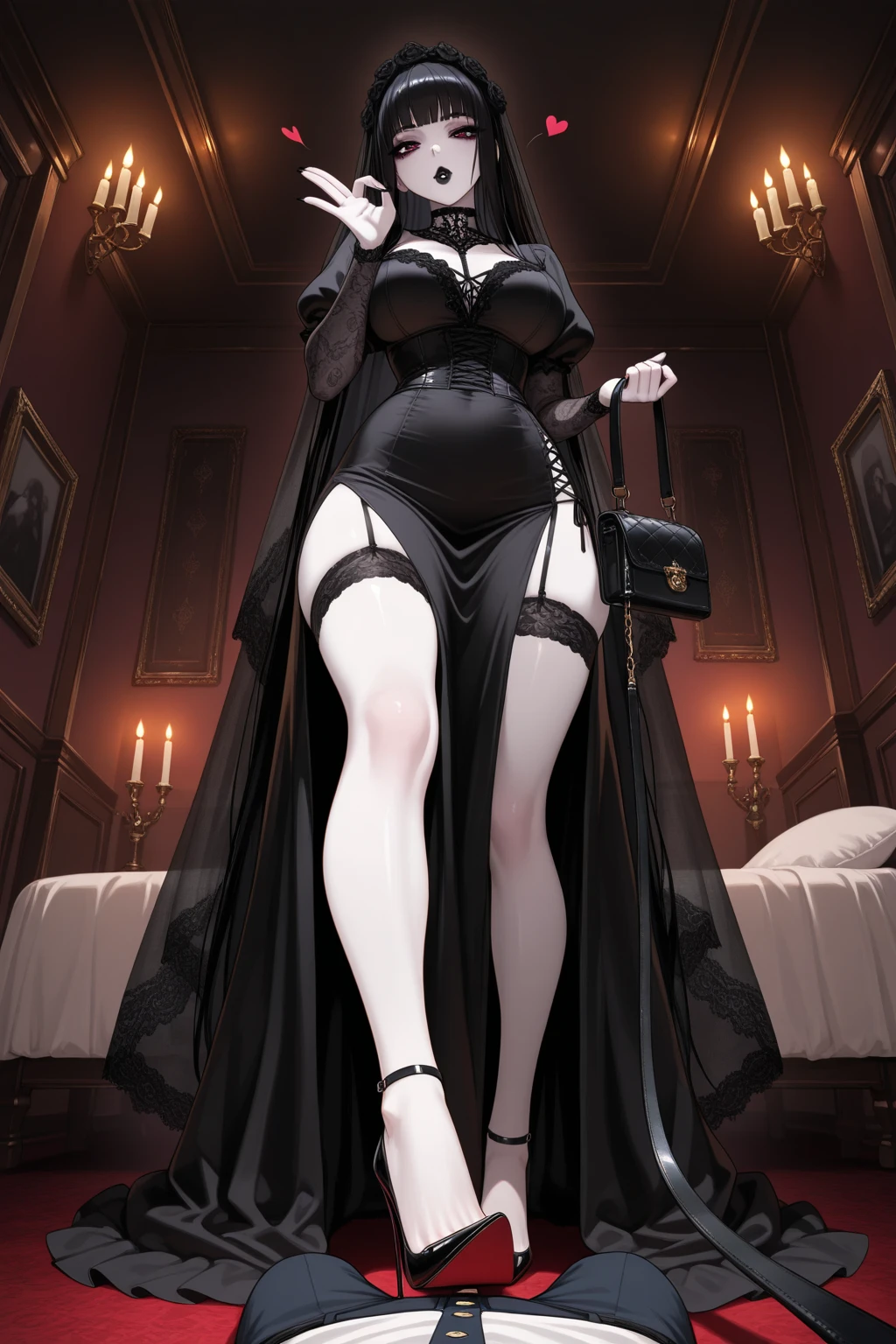 best quality, art cg, ultra-detailed, illustration, Amazing, finely detail, extremely detailed CG, beautiful detailed glow, Original, Sadako crawling out from TV, dark room, horror, dark color, messy environment, blood, milf, perfect body, curved body, thick thigh, reveling dress