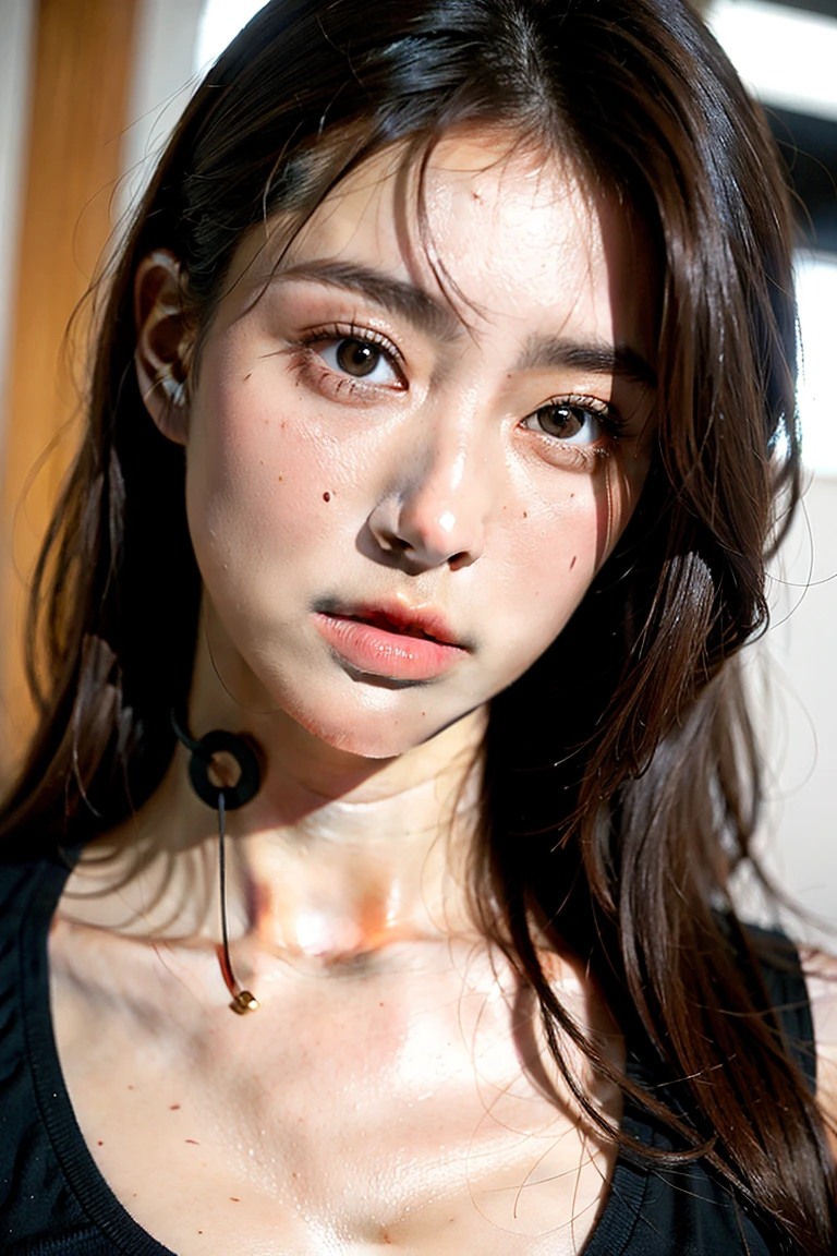 Girl stained with a lot of semen on her face