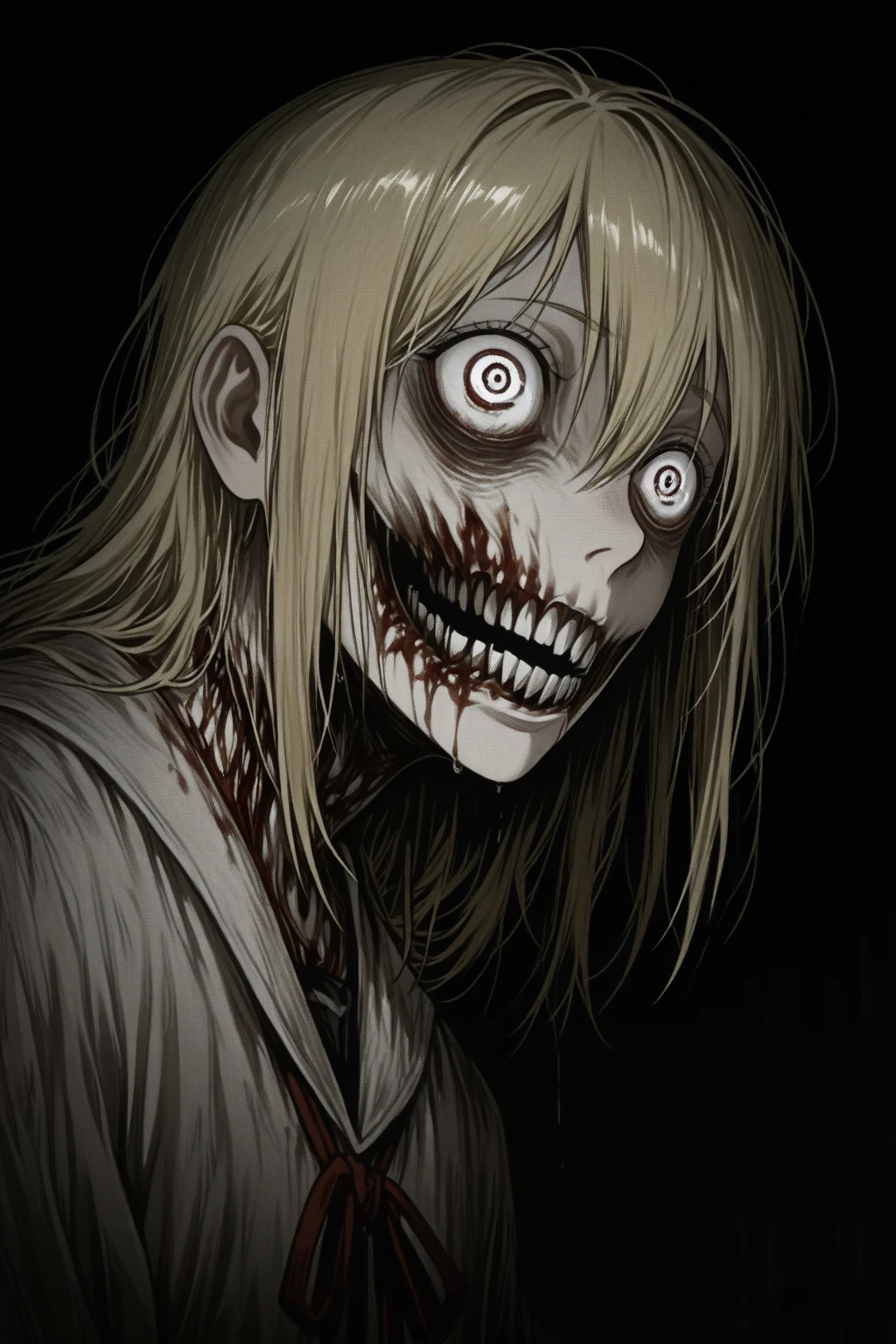anime girl being eaten by a lollipop monster, disgusting, creepy, nightmare, by junji ito, <lora:XL_itoStyleLycoris:1>