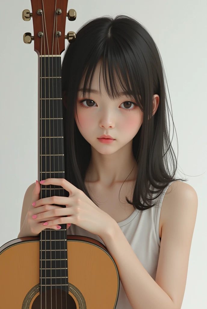 This girl,Sit under the stars and play guitar,adolable,The starry sky is bright,It feels impressive。