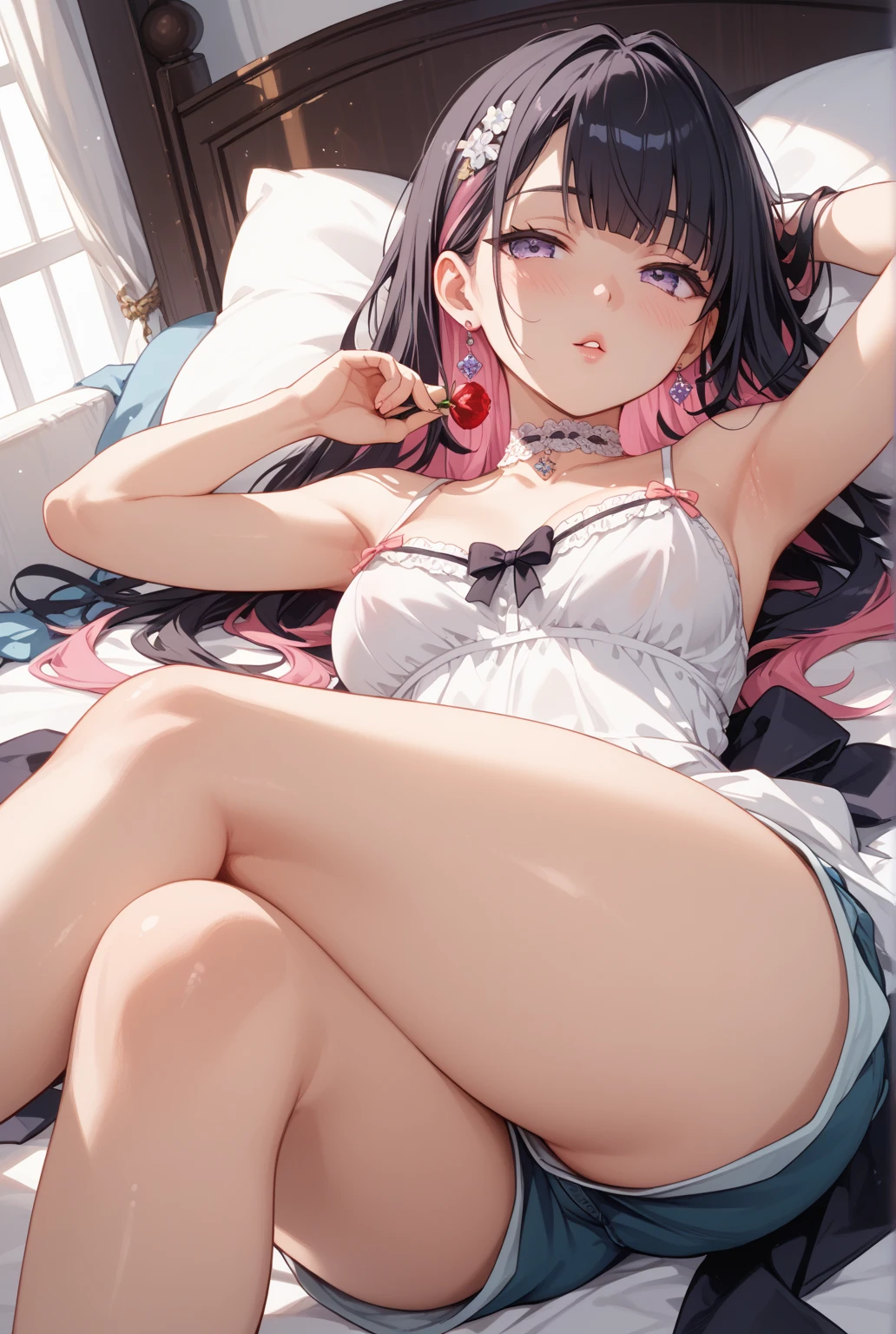 beautiful girl,Almost naked,No bra,No underwear,first round,Chewing condoms,Used Condoms,bed,Dimly lit room