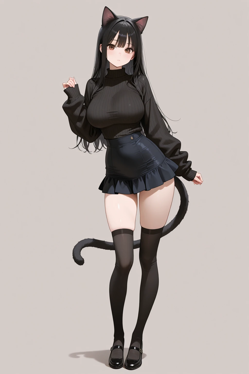 (obra maestra),(Mejor calidad),ultra detallado,1 chica, Axilas, Arms behind the head, brazos arriba, Golpes, escote, dakimakura \(medio\), ,((long hair slightly wavy slightly past the shoulders, black bangs, small black pigtails on the sides, cute cat ears, beautiful thin red eyes,)), , ojos de gato verticales rojos muy detallados, labios sensuales , mejillas rosadas,, detached cohllar, vestido, elbohw glohves, ribete de piel, glohves, pelo entre los ojos, (pechos enormes), lohng hair, lohohking at viewer, mintiendo, ombligo, ohfficial alternate cohstume, ohn back, Labios partidos, pelvic curtain, , skindentatiohn, sohloh, pelo rayado, muslos, muslos, twoh-tohne hair, very lohng hair, pelo blanco, yellohw eyes,piel brillante,Primavera-Aegir,hembra madura,;oh, (pijama sensual, ligeros)