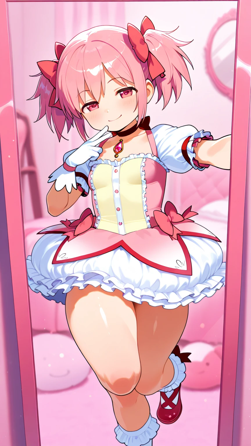 1girl,solo,full body,standing,(pink hair:1.2),(short hair),hair over one eye,ribbon trim, hair ribbon, x hair ornament,(red eyes:1.2),(beautiful fingers:1.4),(perfect anatomy:1.4),(arms_behind_back:1.6),(cold_shoulder:1.2),BREAK,(pink:1.6),(silk lace glossy lamé leotard:1.6),(latex luster shiny glossy metallic:1.6),(shiny_clothes:1.6),small breasts,(thin thighs:1.6),(masterpiece),best quality,(Ultra high definition eyes:1.2),8k,(Beautiful detailed eyes:1.2),(Fine and beautiful eyes:1.2),(pretty eyes:1.2),finely detail,extremely CG, absurdres,high resolution,illustration,Detailed and beautiful outlines,finely detail,high resolution,(colorful refraction:1.4,Increase saturation:1.2),beautiful lighting,dynamic lighting,closed room,black background,simple background, smile,looking at viewer,ram1,ram \(re:zero\), white thighhighs, maid headdress, garter straps, black ribbon, long sleeves, neck ribbon, purple ribbon, wide sleeves, hair flower,(white Clear PVC sheets sleeves:1.4),(sheer sleeves:1.4),(see-through sleeves:1.4),(wide sleeves:1.2),(pink thigh boots:1.4)