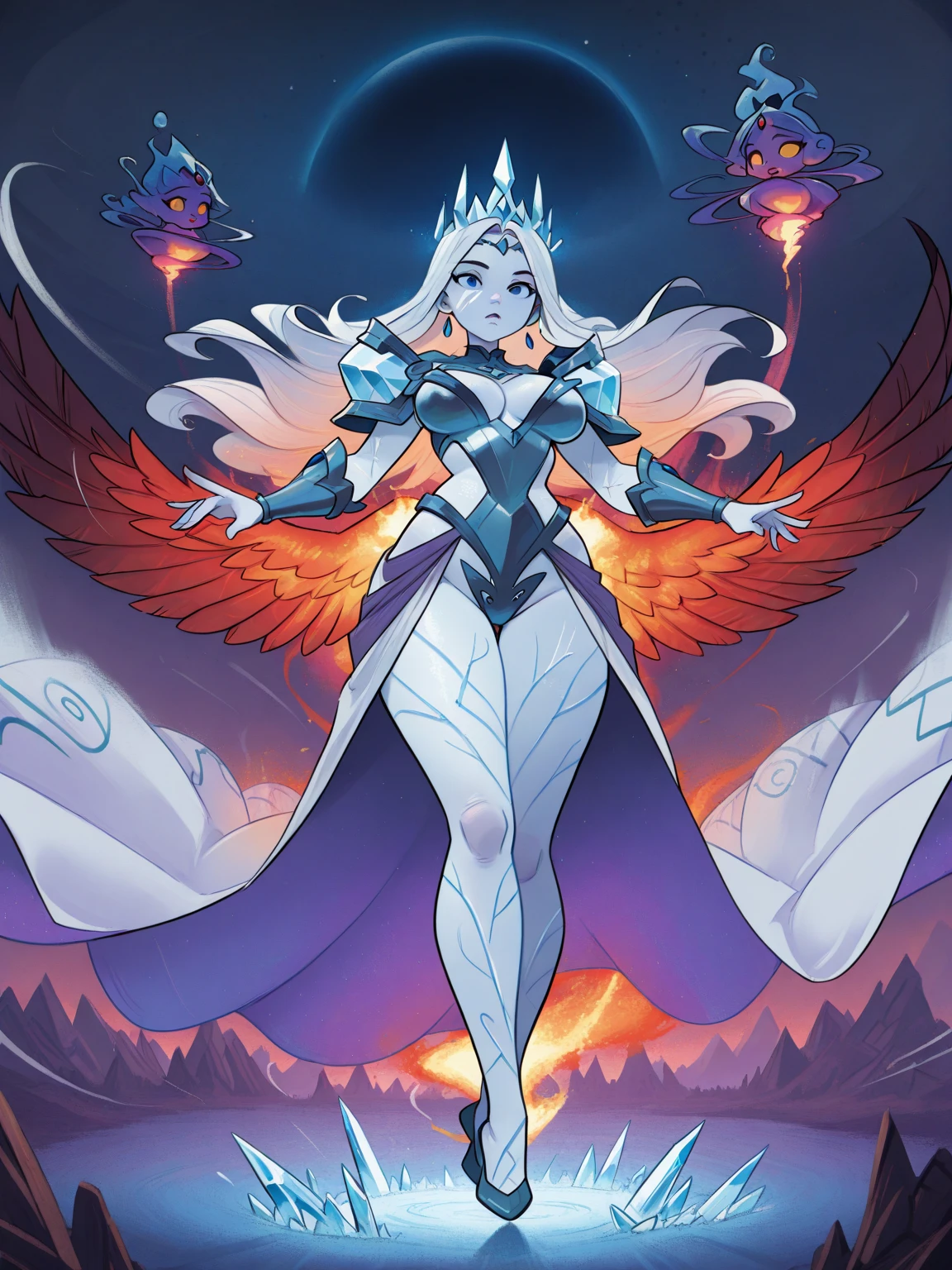 official art, vengeful spirit, full body shot, sitting, 1girl, blue body, white hair, armor pieces, feather wings, crying, sad expression, clouds, night, blue tones, best quality, ((muted colors)), (masterpiece), realistic, 8k illustration
<lora:dotaVengefulSpirit:0.8>