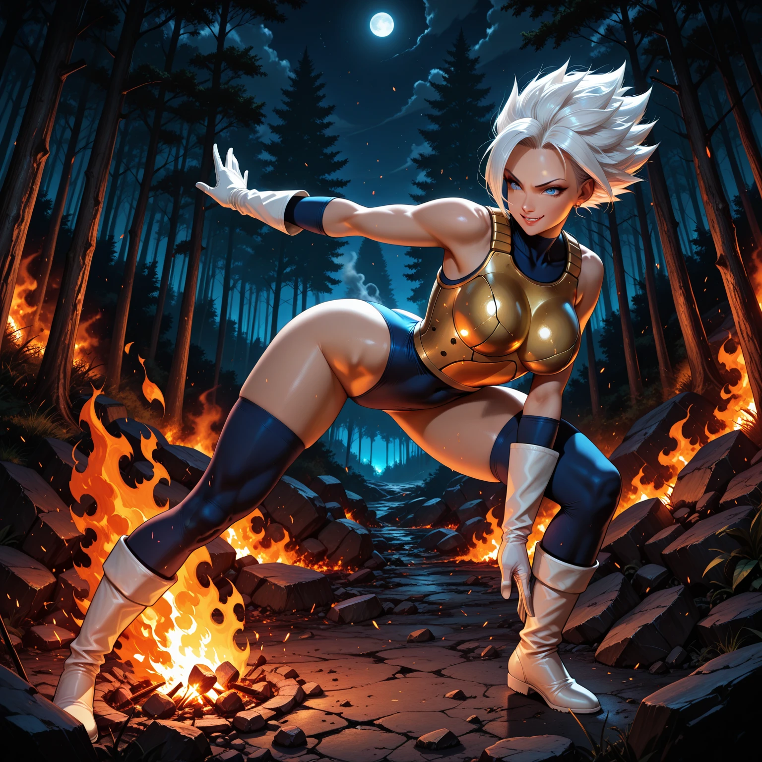 Full body image, ((1 girl in maid/Batman/Spiderman costume, huge breasts, strong musculature)), front, looking at viewer, furious, Super Saiyan 3 blue hair, blue eyes, ((appearance from Super Saiyan 3)), body and clothes totally wet, background of destroyed city raining heavily,anime, ((Super Saiyan Ultra Instinct)), Dragon Ball, mortal kombat, masterpiece, (16k:1.6), (high details: 1.6), (high quality:1.6), (maximum resolution:1.6)