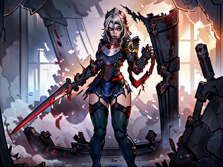 very big tits ((Masterpiece, The best quality)), illustration, 8K ultra detailed, realist, clear focus, Very detailed, Professional lighting, colorful details, Rainbow color break, high rise factory, large mechanical robot structure, tablet, computer, ((glow)), intricate details, shitu-mecha, 1 girl, mecha, belly button, color image, (cyberpunk), (redder hair: 1.2) big tits very sexy very big tits extremely big tits big cameltoe cameltoe cameltoe big cameltoe big,yellow red hair,Yellow hair, ((techpriest)), mechanical arms, obtained mechanic, Big fully naked. ((washed up red flowing modest ornate hooded technopriest dress, Dirty (red robes with oil stain)))