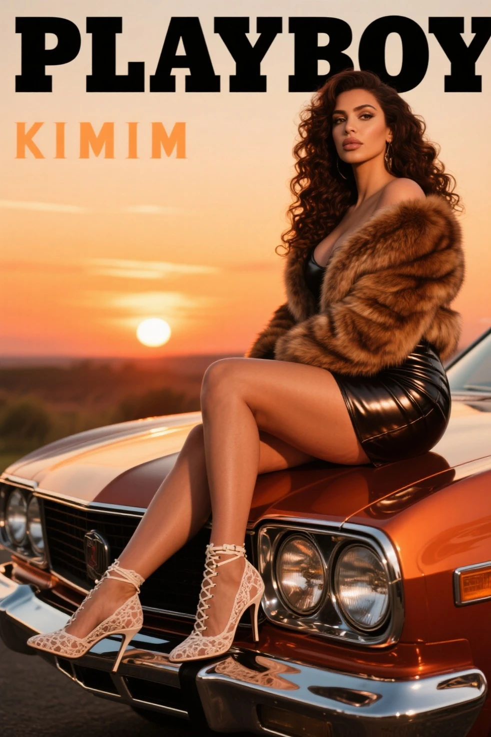 Magazine cover,Long hair,Beautiful sexy black woman(Wearing a red high-cut swimsuit),,(dark skin),E7E48U,Sexual arousal,Sweating all over,Large Breasts,,legs apart,on the bed