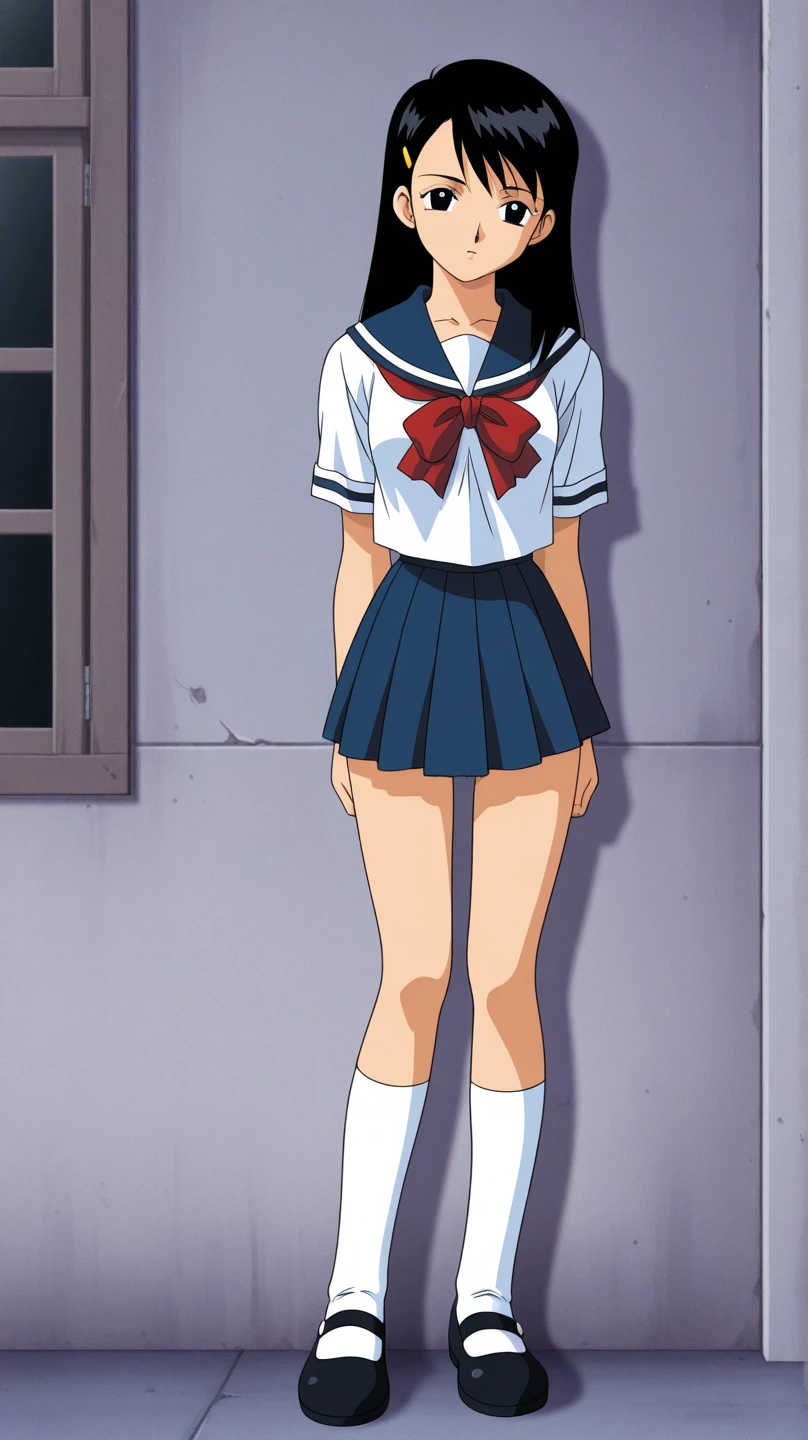 classroom,solo,looking at viewer,standing,blue one-piece swimsuit,cowboy shot,school uniform, serafuku,
<lyco:Tsubomi_V2:0.8> <lyco:GoodHands-beta2:1>,