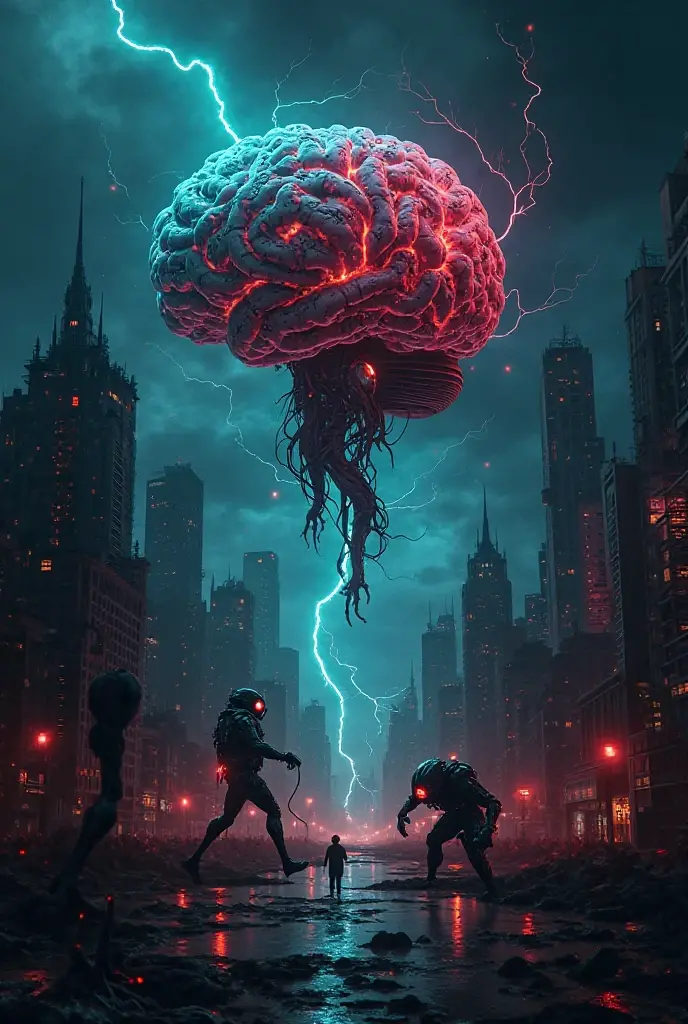 "human brain concept","big brain","with items around"explosion of great ideas",""knowledge explosion","futuristic brain","with hypnotic colors","azul vibrante","vibrant green","vibrant red","vibrant orange","lots of glow","with super cars","with futuristic planes","with curious items","with higtech devices","fundo futuristico","exus planets in the background","with text","Open your mind"