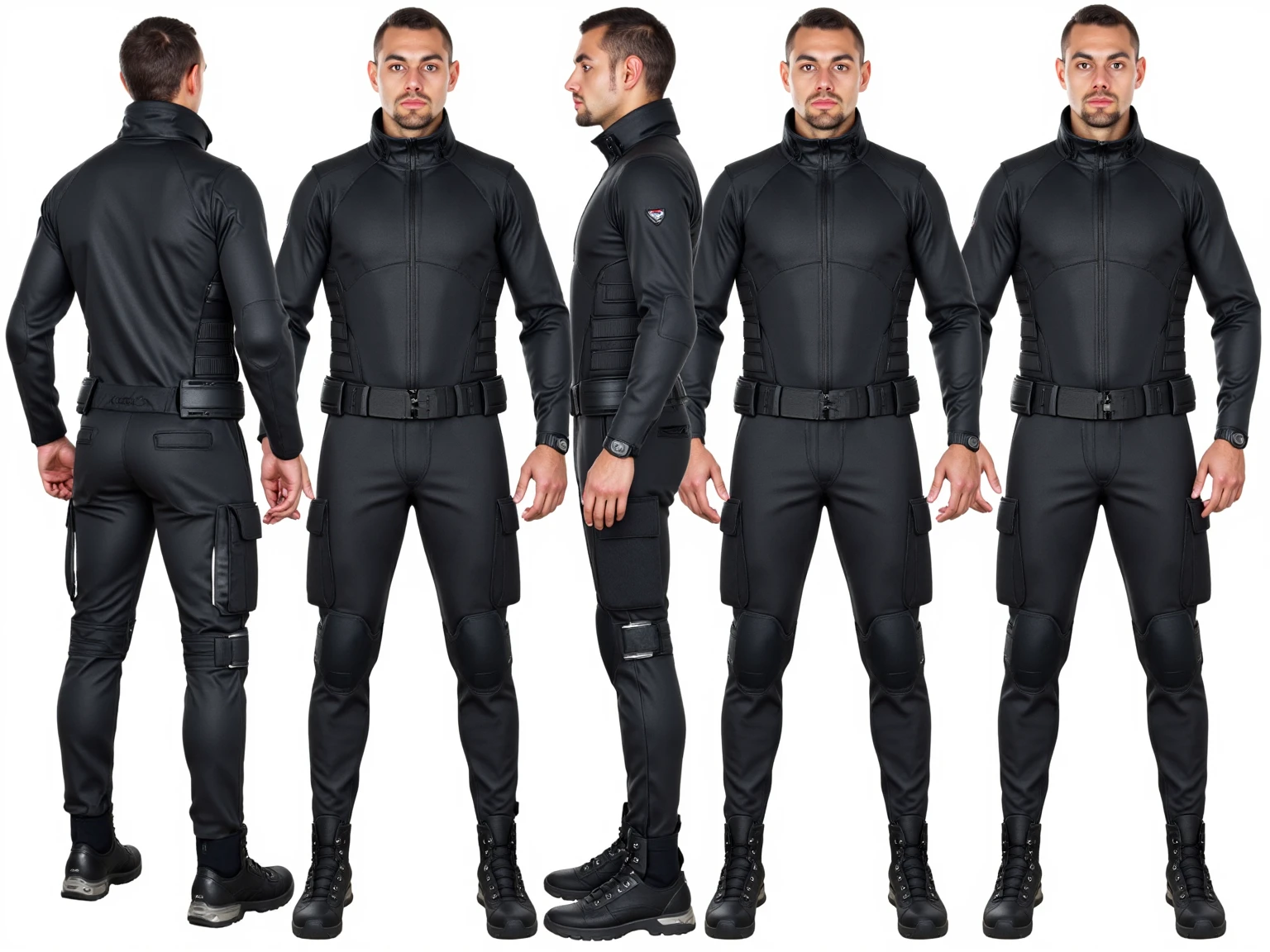 <lora:tactical_gear_02:X>, Sets of tactical uniforms that are design for stealth and Parkour. full body, high quality, 8K Ultra HD, well lit, score_9, score_8, score_7