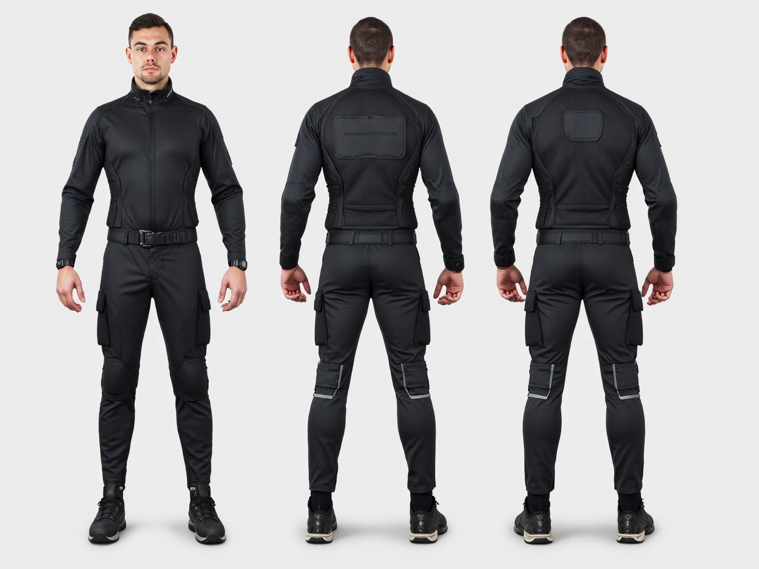 <lora:tactical_gear_02:X>, Sets of tactical uniforms that are design for stealth and Parkour. full body, high quality, 8K Ultra HD, well lit, score_9, score_8, score_7