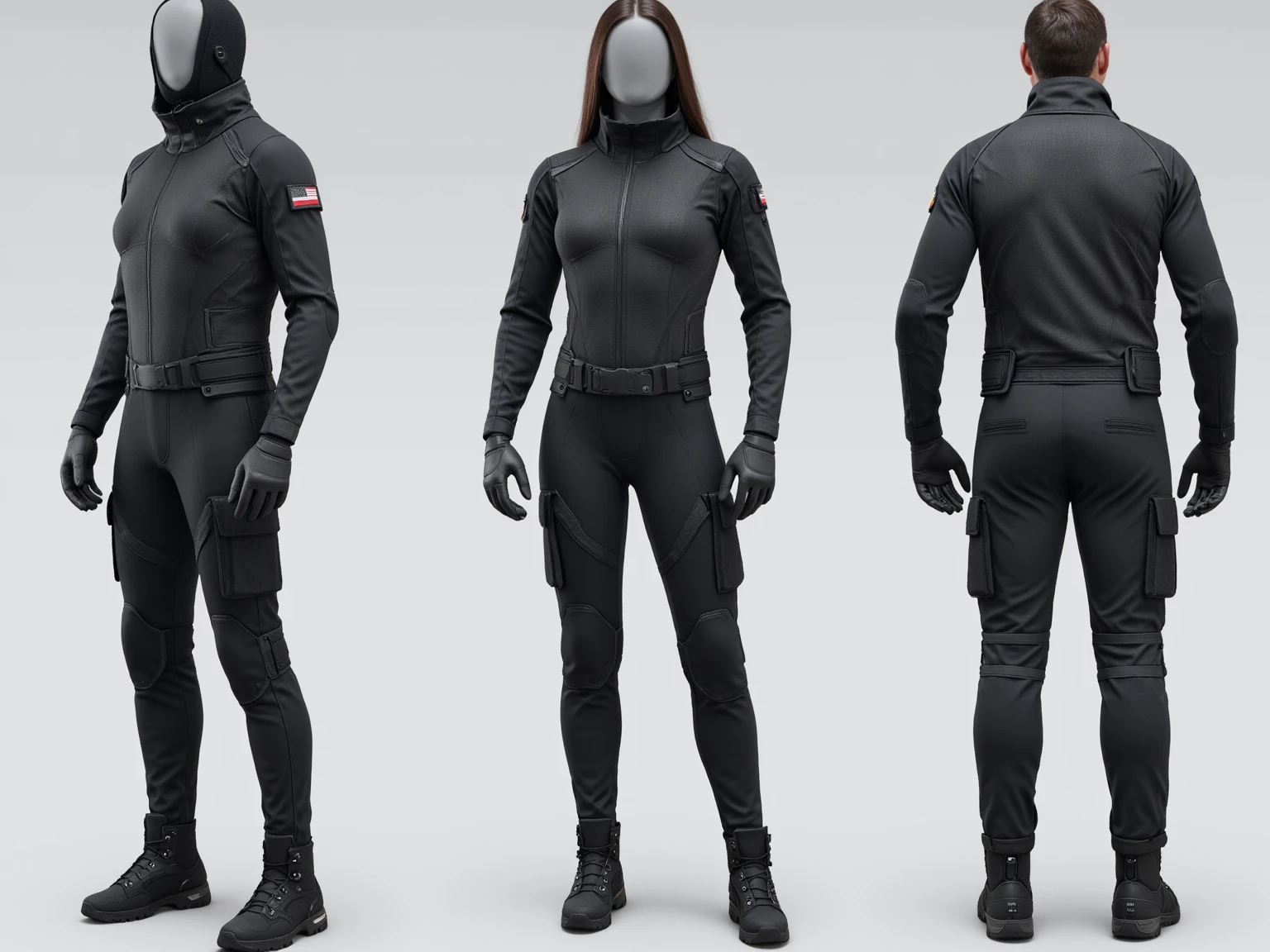 <lora:tactical_gear_02:X>, Sets of tactical uniforms that are design for stealth and Parkour. full body, high quality, 8K Ultra HD, well lit, score_9, score_8, score_7