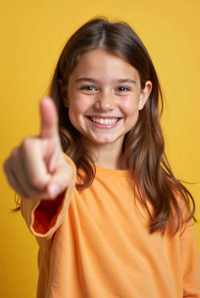 (photorealism:1.2), teenager girl 14- in white background with full body who is really happy because of his victory