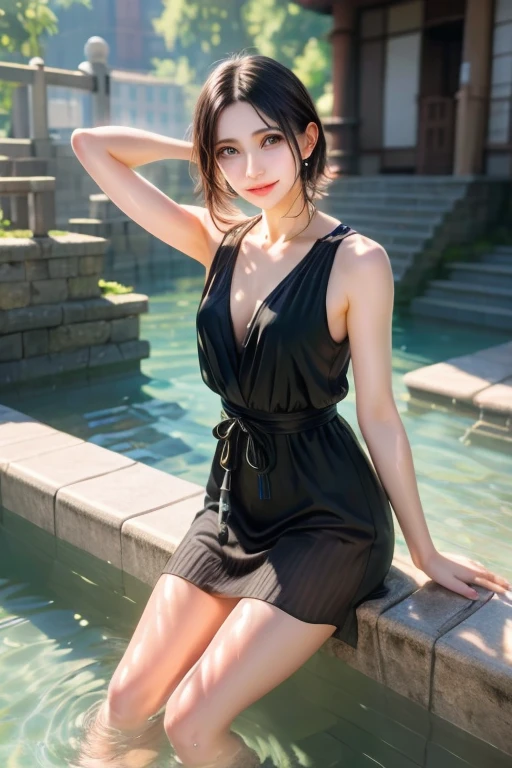 image of a girl in dubai realistic image of a 13 year old girl, solo, long black hair, big breasts, looking at viewer, blonde hair, bare shoulders, black eyes, jewelry, full body, necklace, off shoulder, short blue blouse, lips, realistic, nose, flirting with camera, masterpies, smiling face with dimple, (nude) White Skin, Beside, Sexy Pose, nude, Blue Eye, Lips glossy, Bokeh, Modern Place Background, Masterpiece, Fullbody Shot, legs spread,There is thick liquid flowing down the inside of the leg,The front of the cheongsam is soaked,Raised nipples,The small slit below is recessed,Water leaked from the small slit,A shy expression,blush