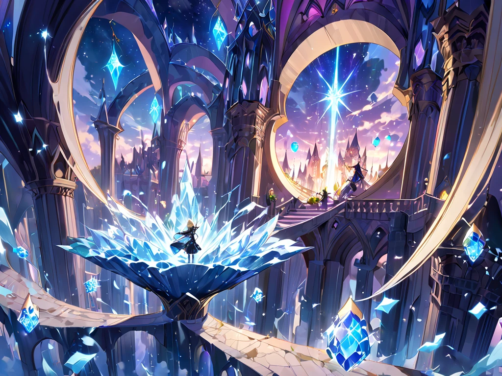 ((masterpiece)), (anime:1.3), ((Highest quality)), (Abstract art:1.5), (High resolution), (pale colour), Wide Shot, (Fractal structure:1.5), , landscape, (beautiful), (Biological atmosphere), deep sea, (pretty girl), beautiful白い髪, Glass ice mirror Blue rose water晶 透き通っている water prism