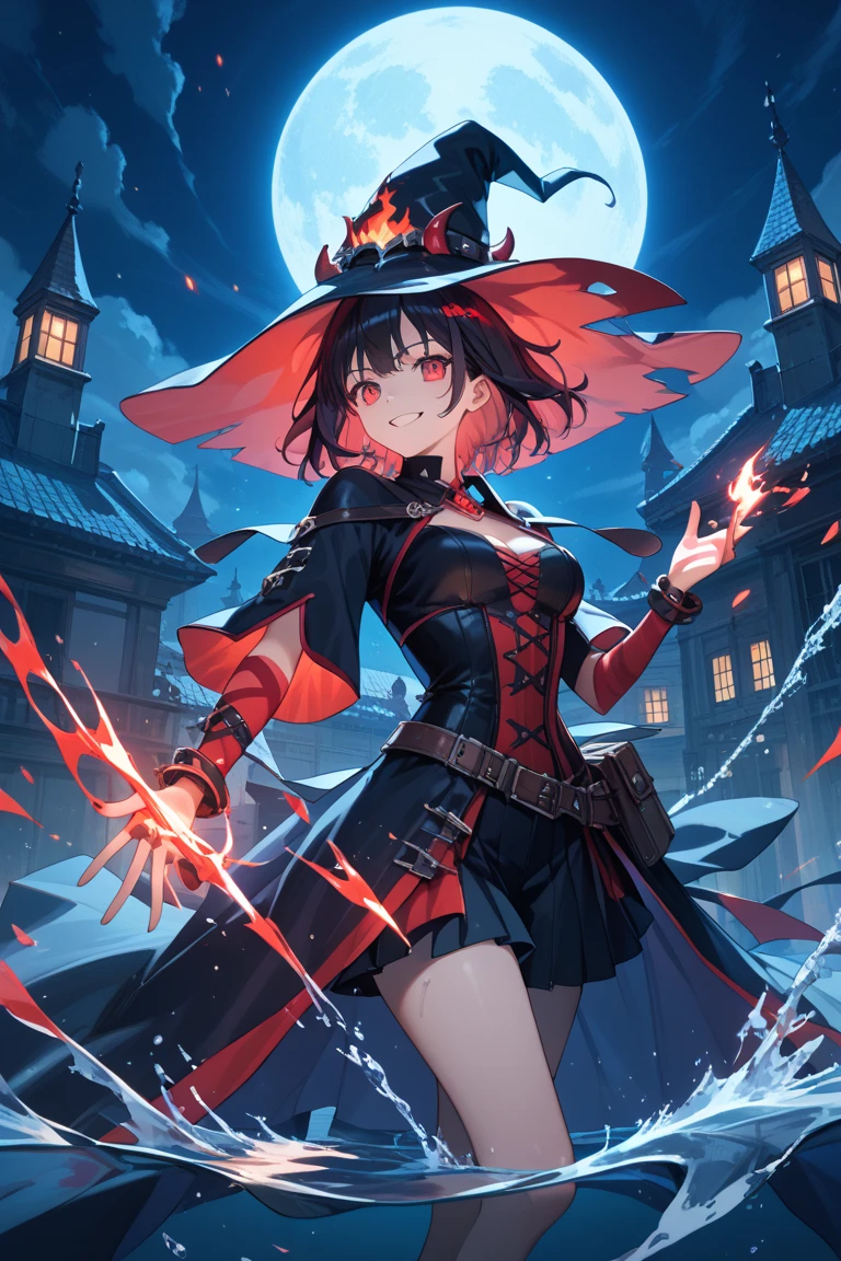 <lora:Crazy_ExpressionsV2:0.8> 1girl, elf, pointy ears, black hair, red glowing eyes, crazy smile, constricted pupils, in dark gothic castle, hiding in the shadows,