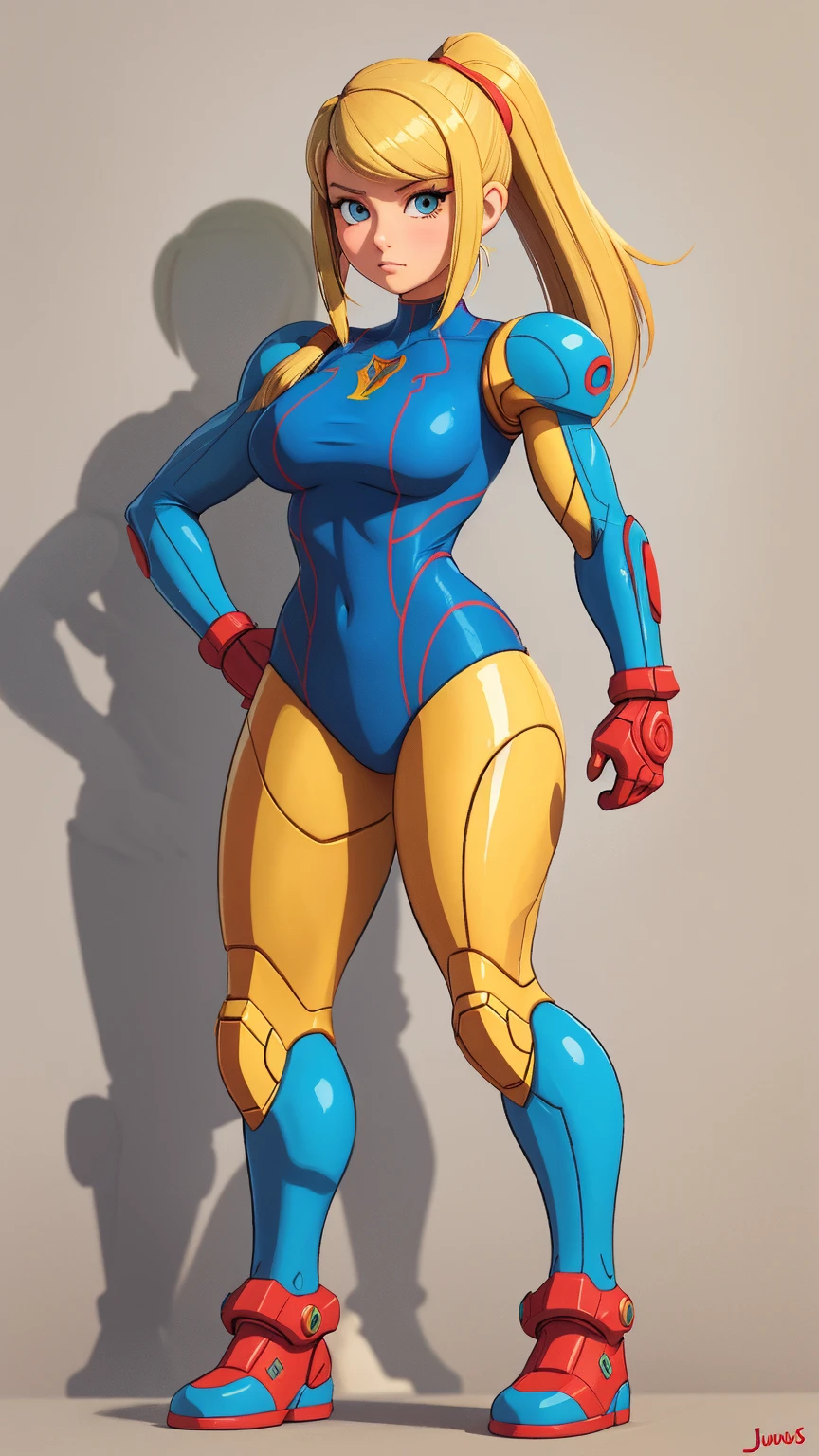 (Muscular:2.5), (thick thighs:1.9),
blonde female, (supergirl), (big smile:1.5), (blunt bangs), (ponytail:0.7),
earrings, lipstick, eyeshadow,
hard nipples, (flat chest:2.5),
(full body suit, blue bodysuit:1.6), (small cape:1.3),
looking at viewer, three quarter view, (upper body view:2),
(floating, in midair, sky and clouds background:1.3), rim lighting, two tone lighting, dim lighting, bokeh, detailed skin, detailed eyes