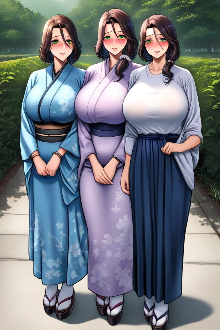 1womanl, (tmasterpiece: 1.3),Beautiful mature Japanese woman, detailed finger, beautiful hand, hyper realisitc, 1womanl, (Sagging breasts, Bewitching body: 1.2) brunette color hair: 1.1, Super detailed face, Detailed lips, Detailed eyes, 二重まぶた, Sexy low-cut neckline kimono, Open neckline, Sagging chest, Side posture, visible curves,full body1:1