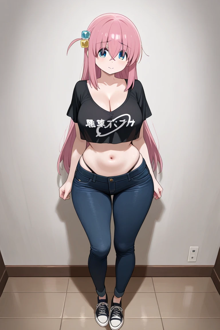 hitorigotou, Hitori Gotou, blue eyes, cube hair ornaments, Hair between the eyes, hair ornaments, Pink Hair, One side up, Long Hair,
Cute Bra、Cute Panties、
break indoors, classroom,
break looking at viewer, (Cowboy Shot:1.5),
break (masterpiece:1.2), highest quality, High resolution, unity 8k wallpaper, (figure:0.8), (Beautiful fine details:1.6), Highly detailed face, Perfect lighting, Highly detailed CG, (Perfect hands, Perfect Anatomy),