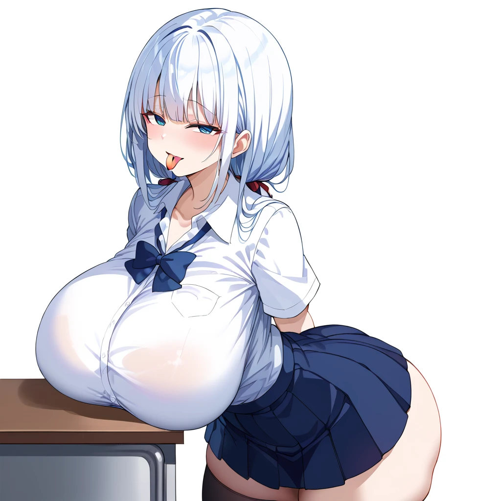 ((masterpiece, highly detailed, highres, best quality, HD)), ((apartment bedroom, bookshelf background, white bedsheet, blue sky window view, city skyline)), ((stelle hsr, gray hair, long hair, yellow eyes, (large breasts), (pregnant:1.2), collarbone)), ((nude:1.3)), ((ahegao, open mouth)), ((1boy, squatting cowgirl position, vaginal, (motion lines:1.3), arms up, hands behind head, pov, cum in vagina, overflowing cum))
