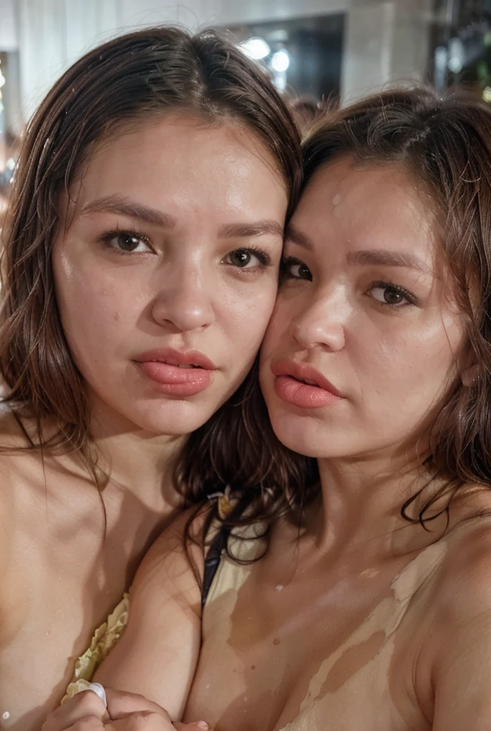 Three 20 year old girls sucking their breasts on the beach