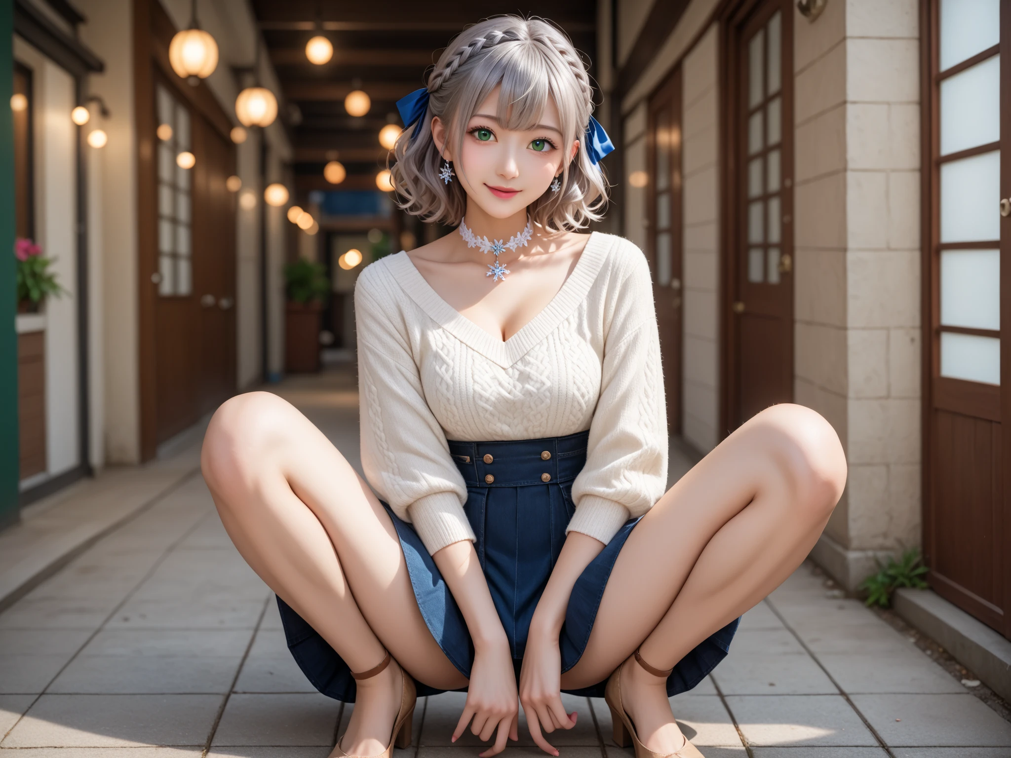 a woman sitting in a cafe holding a cup of tea, rain outside the window, evening, cute smile, sunny,beautiful eyes, beautiful girl, high detail skin, high detail eyes, high detail hair, highres, ultra detailed, sharpen picture, Highly detailed, masterpiece, best quality, photorealistic, smile
<lora:FanoraLoRA:0.8> 1girl, long hair, dress, cleavage, twintails, belt, bracelet, freckles, shoes