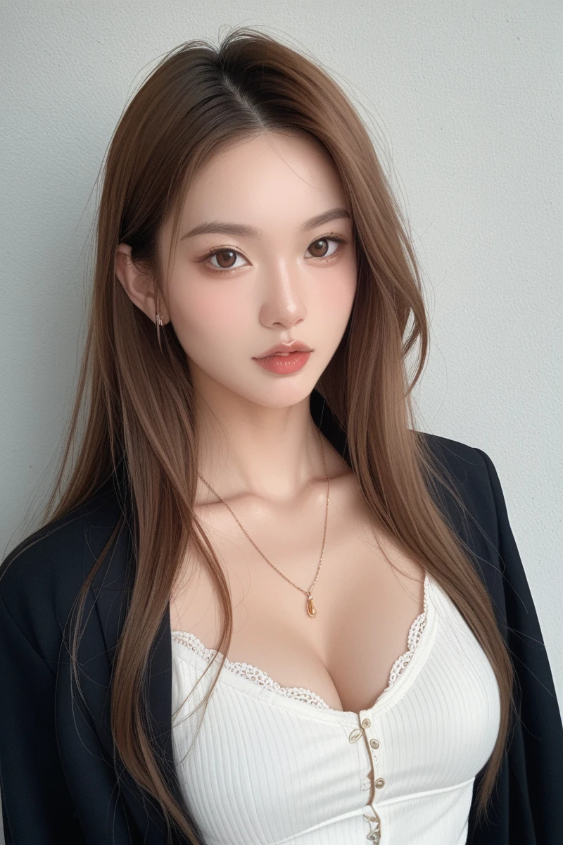 masutepiece, Best Quality, Illustration, Ultra-detailed, finely detail, hight resolution, 8K Wallpaper, Perfect dynamic composition, Beautiful detailed eyes, Natural Lip,blazer ,, Big breasts, Full body
