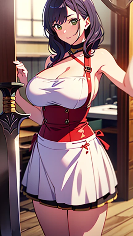 (((Armor and sword of Joan of Arc:1.3))),(((Ancient Western Landscapes:1,3))),(((Armed Girls in Europe:1.3))),(((Enhance your movements with a sword with a motion blur effect:1.3))),(beautiful a girl),Red pleated skirt,breast slip,(blondehair,Ponytail twisted buns adorned with elaborate braids and beads,),(Bangs are see-through bangs),(((emphasizing breasts:1.3))),(Dynamic angles),(Dynamic and sexy poses),(bending forward:1.3),(((Dignified statue))),(((hair pin,a necklace,piercings))),Colossal tits,Blush with embarrassment,Enraptured eyes,skin glistening with sweat,gazing at viewer,Disturbance of clothing due to movement,pointed red mouth,Perfect round face,,Proper body proportion,Intricate details,Very delicate and beautiful hair,photos realistic,Dreamy,Professional Movie Lighting,realistic shadow,Solo Focus,Beautiful hands,Beautiful fingers,Detailed finger features,detailed clothes features,Detailed hair features,detailed facial features,(masutepiece,top-quality,Ultra-high resolution output image,) ,(The 8k quality,),(Image Mode Ultra HD,)