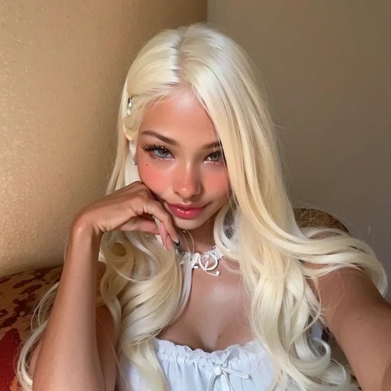 (Highest quality、4K、8k、High resolution、masterpiece:1.2)、Very detailed、(Genuine、Realistic、Realistic:1.3)、Many piercings all over the body、Japanese Gal、blonde、Gal Makeup、Gal Fashion、Gold Bracelets、Gold Necklace、Flashy Nails