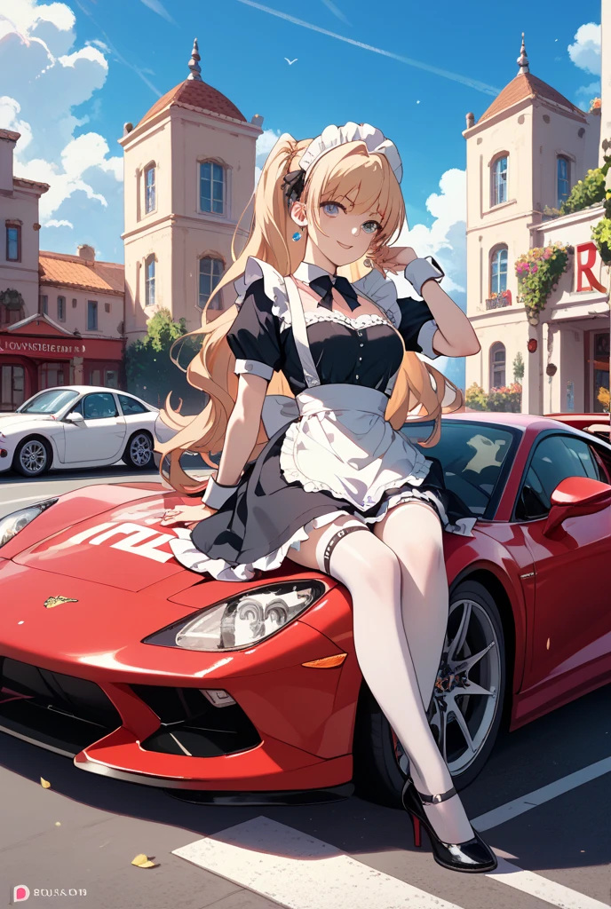 Elizabeth from the 7 deadly sins with great features inside a gtr 35 from the side do it like a drawing