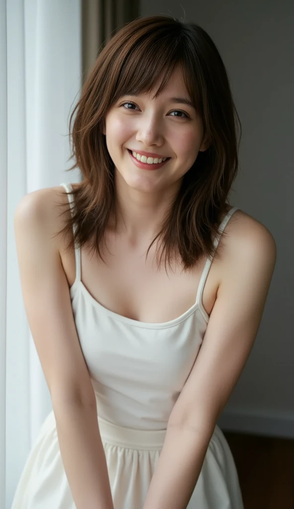 (best quality), (very aesthetic), (ultra-detailed), (best illustration),a mature female,Perfect Face,MKMami,(full_body),white underwear,skinny,MILF,on the bed,big tit,huge nipple,black hair,NSFW,Smiling with a smile,Staring at me