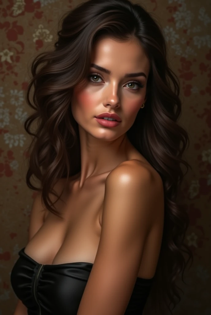 Generate more images of the character Isabella Santini Age: 2 sexy +18 OBS: NO CLOTHES Appearance: Isabella is a woman of average height, with a sculpted body and pronounced curves. Your hair is long, wavy and dark brown, usually falling freely over their shoulders. His eyes are big and green, with a seductive look that exudes confidence and mystery. She has clear, flawless skin, and a charming smile with full lips that attract attention. His style is sophisticated and elegant, often opting for clothes that highlight their curves in a subtle and provocative way. Personalidade: Isabella is a charismatic and self-confident woman, who knows exactly what he wants and how to get it. she has a sharp intelligence and a sharp sense of humor, which makes her charming and captivating in any situation. is independent and has an aura of mystery, that instigates curiosity and attraction. she is a successful artist, known for her creativity and passion for what she does, which makes it even more fascinating and intriguing. Backstory: Isabella grew up in a cosmopolitan environment and was educated at prestigious schools. Desde jovem, showed a natural talent for the arts, especially in the area of fashion and design. her career has taken her around the world, where he accumulated experiences and stories that contribute to his intriguing personality. she is a woman who, despite its success and charm, seeks a balance between professional fulfillment and a rich and meaningful personal life. Interesses e Hobbies: beyond his creative work, Isabella is passionate about gastronomy and loves exploring new restaurants and recipes. She also practices yoga and meditation to maintain her balance and mental clarity.. is an avid reader and enjoys immersing herself in novels and classic literature. this is an overview of the character, designed to be complex and attractive, with a balance between appearance and personal depth.