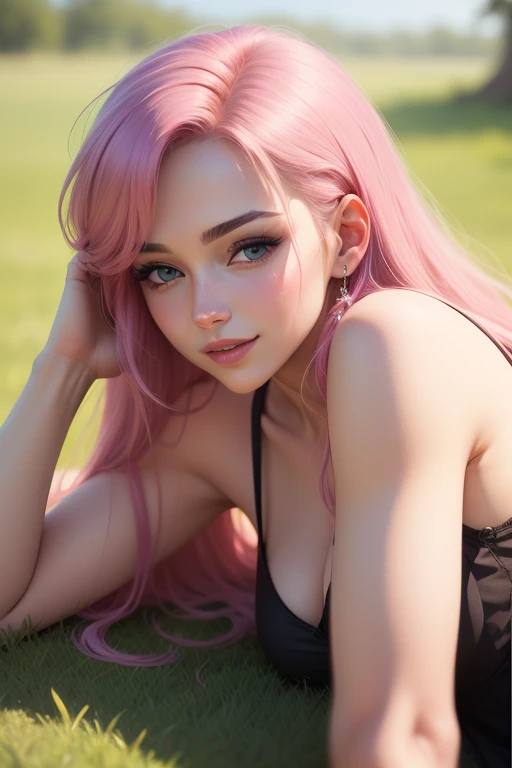 photography, 16k, hyper realistic, ultra detailed, amazingly beautiful girl, add pink hat, pink eyes, smile, big breasts, water drops in skin, extremely detailed professional photo, fashion model, 