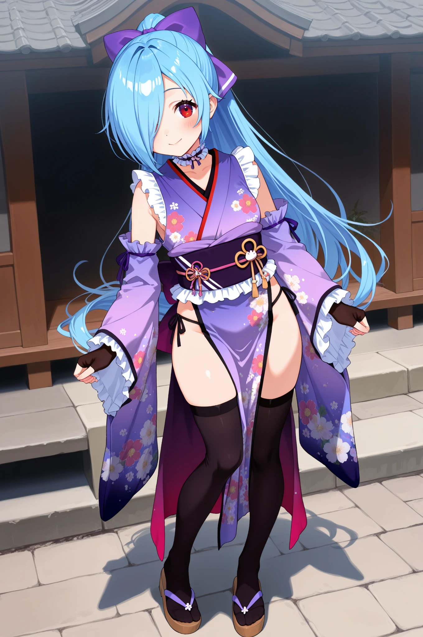 NSFW,masterpiece,Highest quality,High resolution,Very detailed,white\(no game No life\),Small breasts,(Gothic Lolita),(kimono),Shoulder Bare,mini skirt,(younger sister),blush,Shopping mall