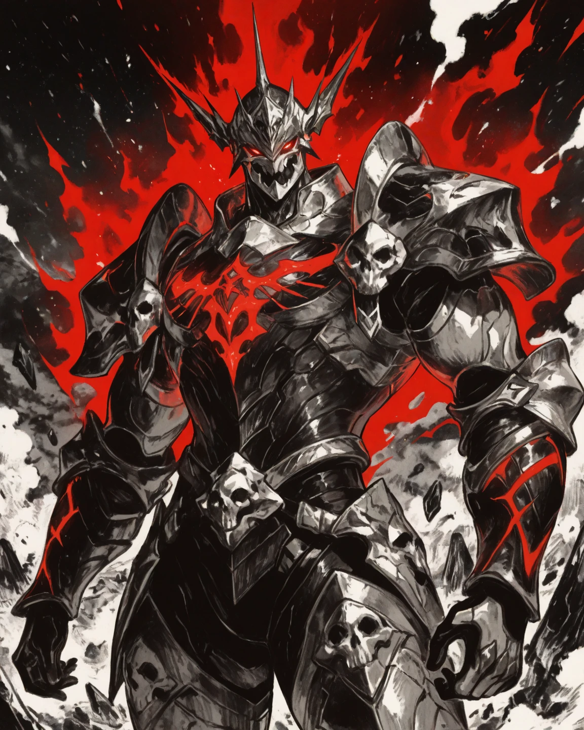 1 mujer junkotvv pelo largo negro con flequillo y con orejas de gato y ojos rojos a warrior resting in bonfire, high quality, masterpiece, dark theme, dark souls theme,  (fullbody sentada frente a un bonfire )