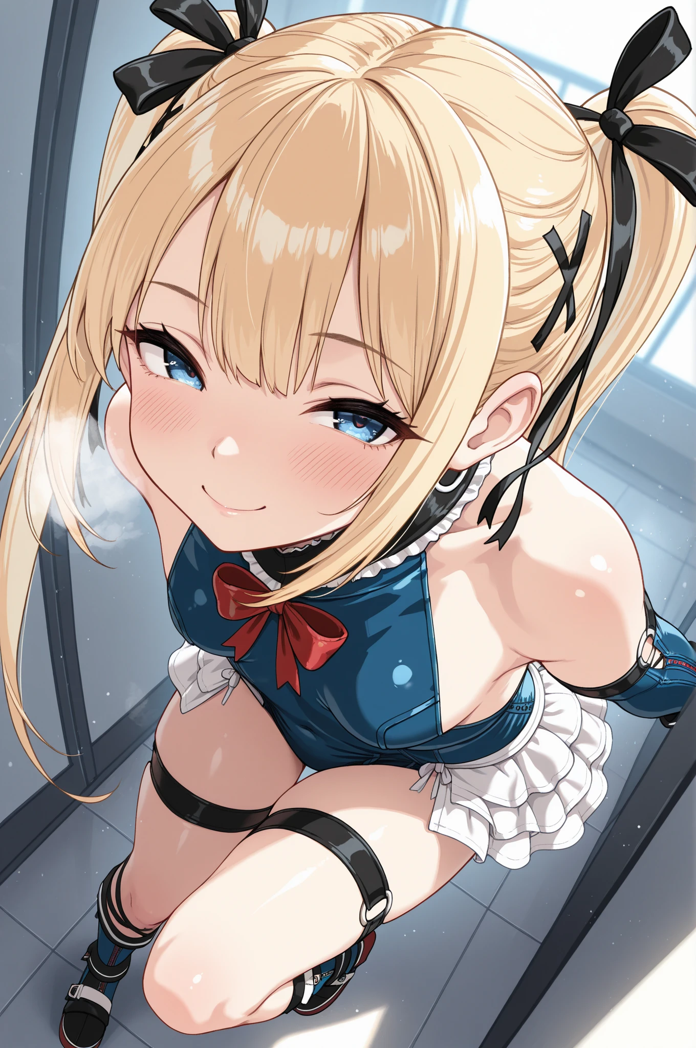 (cute eyes:1.2), (sparkling eyes:1.2), highest quality,wonderful,finely,extremely detailed CG Unity 8K wallpaper, ,,(full bodysuit:1.5),latex, (shiny clothes:1.2),(torture chamber, prison:1.5), bdsm, bed,bondage, bound,(arms up:1.3), bound arms, bound legs, bound wrists, breast bondage, (spread legs,frogtie,bound thighs:1.5), (lying, on back:1.5),cowboy shot, (angry:0.9),(frown:1.4), (embarrassed,blush:1.3)