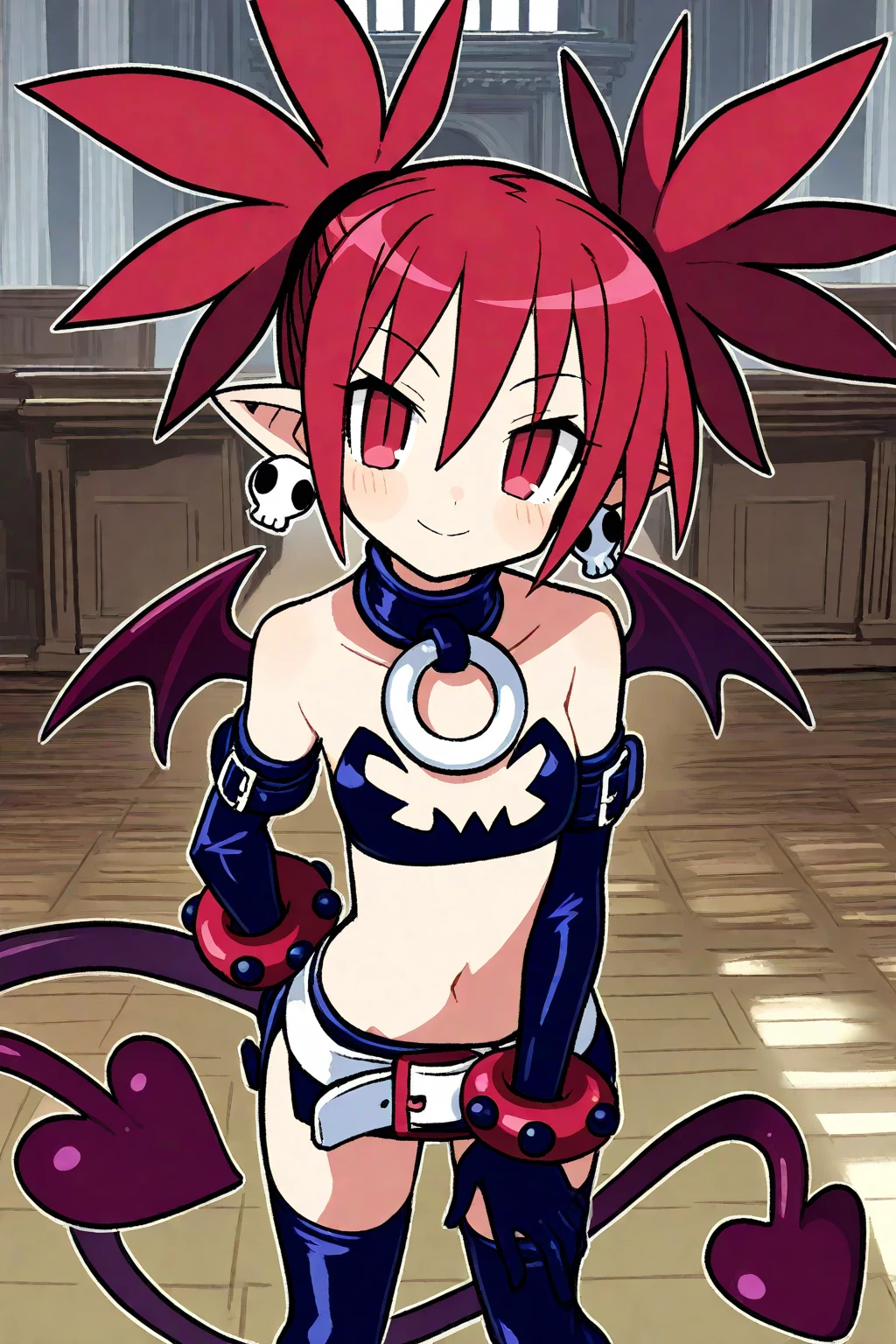 Anime girl in a demon costume with horns and cape, gapmoe yandere grimdark, Demon Girl, succubus in tight short dress, demon anime girl, holy cyborg necromancer girl, mika kurai demon, Full Body Devil Woman, evil pose, with cape, Evil standing smile pose, Gapmoe Yandere, Succubus, Full body!