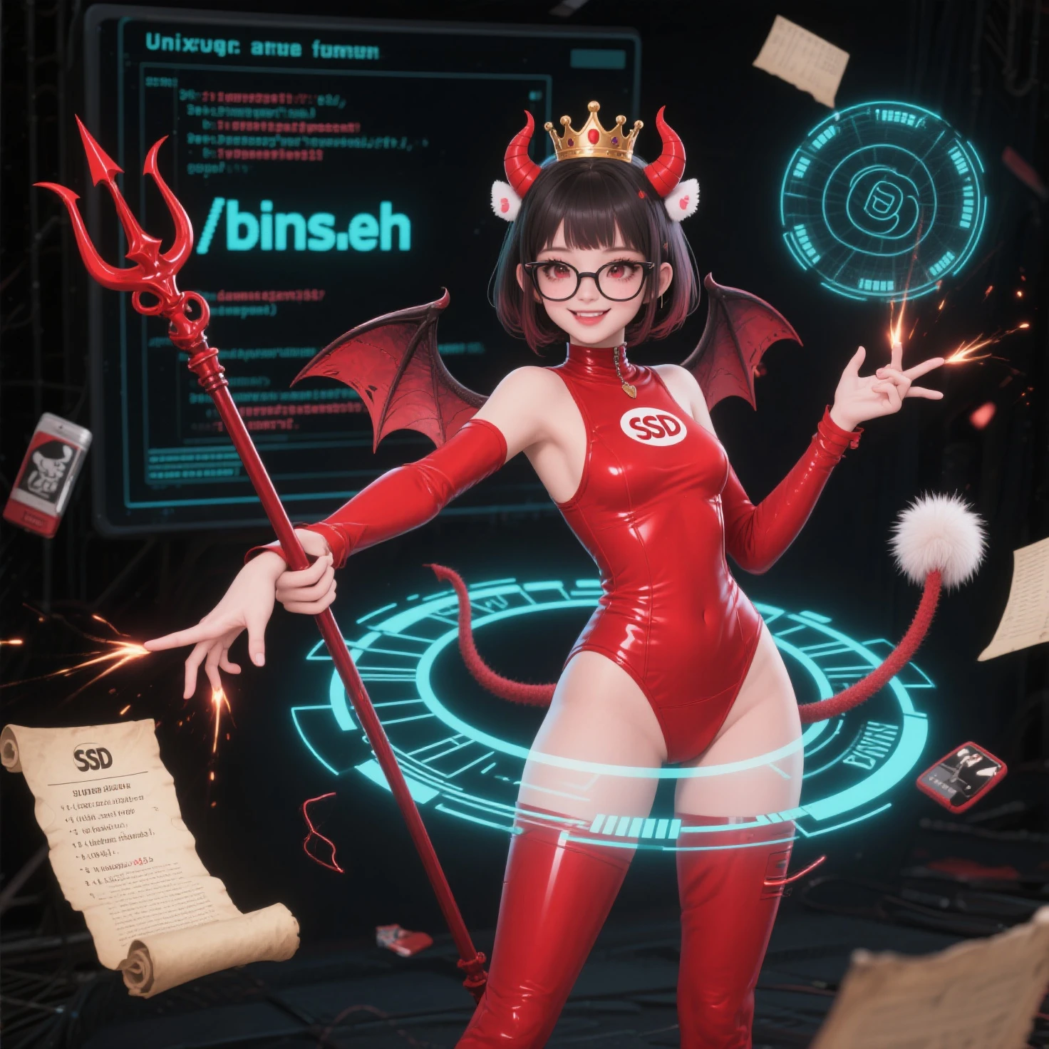 (punctuation_9,punctuation_8_High above,punctuation_7_High above),1 girl,Demon of ,Red hair,Eyes red,wings,claws,Unclothed, with big breasts, and private parts showing, Sitting forward with legs open