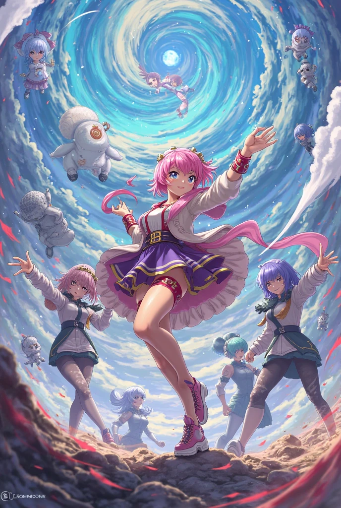 concept art, concept art book, soda, manga page, novel art, lewd, erotic. seductive pose, chibi, small, micro, cloudium, clouds, cloud seeds, cloudium seeds, cloud bush, simple, cute, smily face, white circle happy, silly, adorable, farm, candy, sugar, cotton candy, pink hair, pink eyes, navel, thighs, panties, holding cotton candy, blasting cotton candy, explosion, nebula, white magic stars,cum