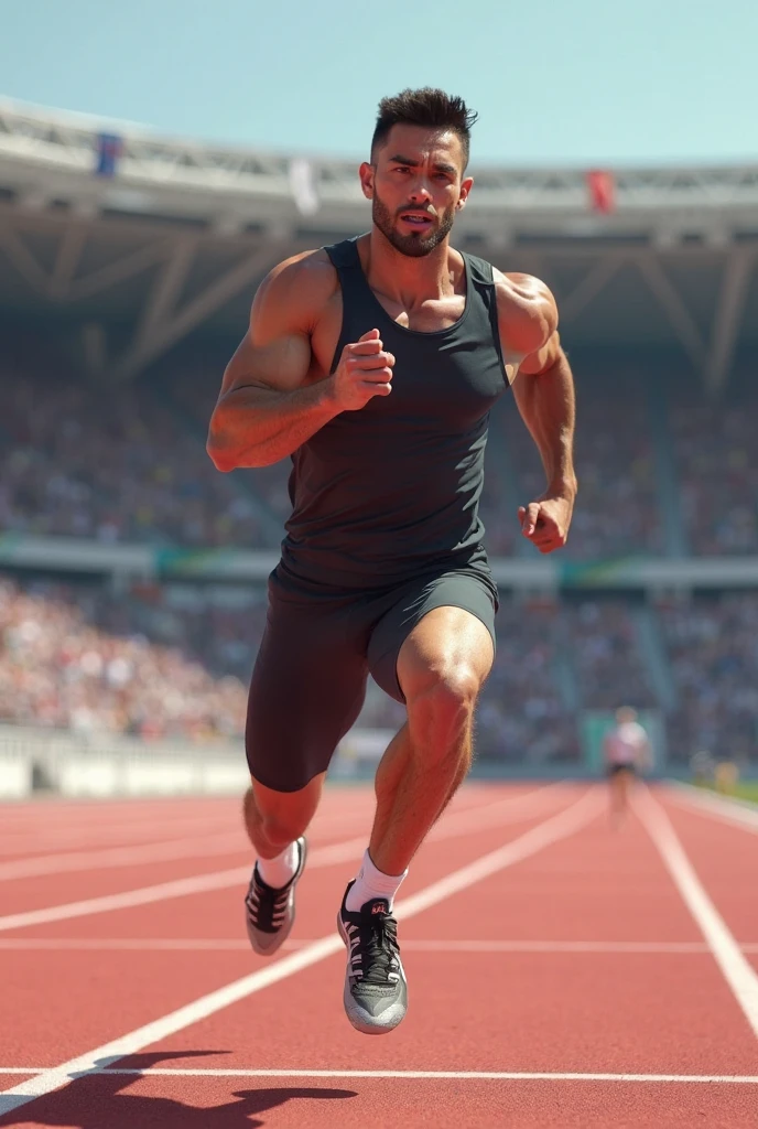 realistic motivational thumbnail man athlete sweat on face dedication on a track and others