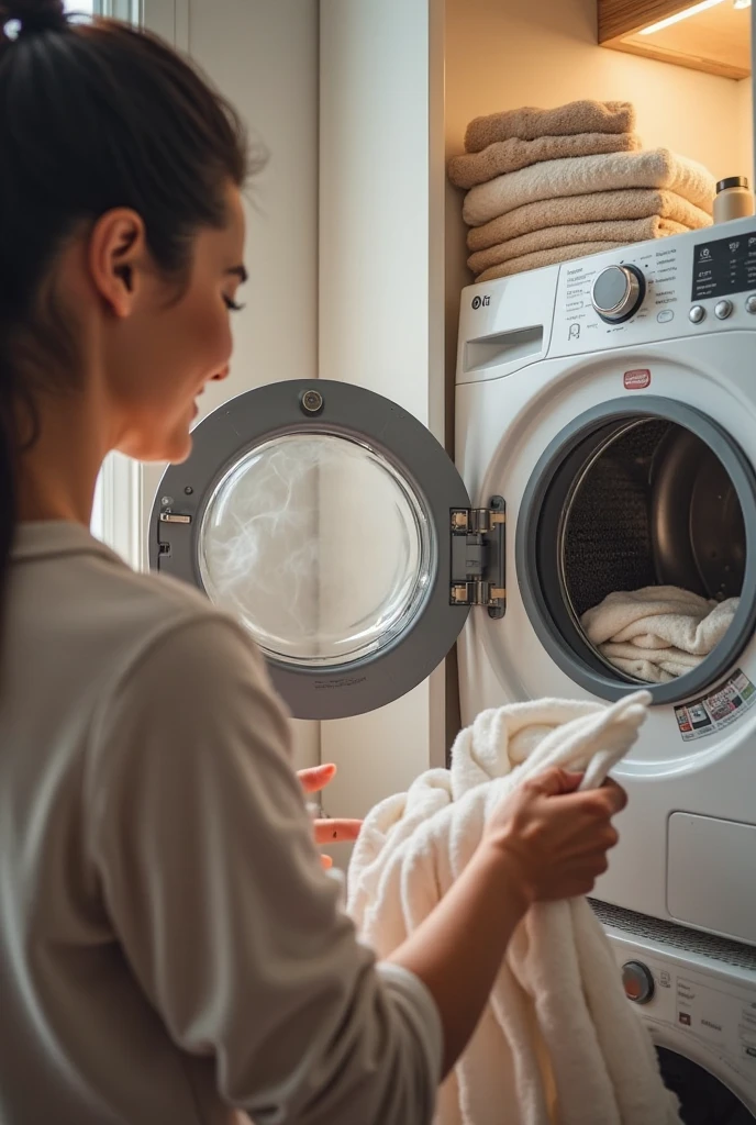 A girl wearing a cat suit got her head stuck in a washing machine