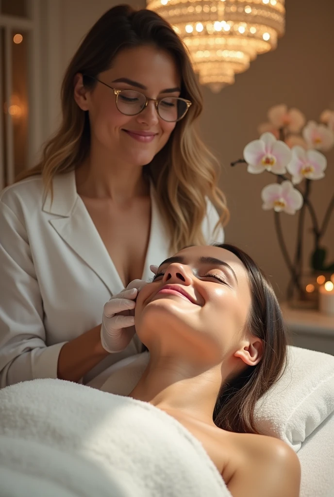 An image with an indian woman doing microdermabrasion treatment in a clinic