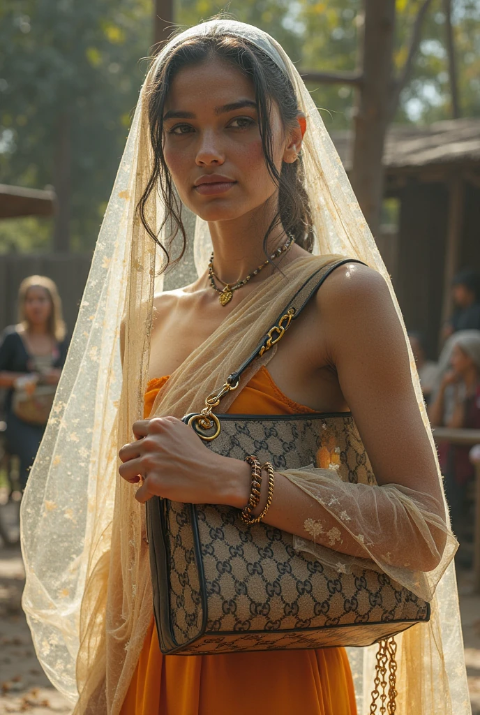 photorealistic, (4k), depth of field, (Masterpiece), (realistic skin texture), extremely detailed, intricate, hyper detailed, professional photography, bokeh, high resolution, sharp detail, best quality, woman, short hair, blonde hair, yellow eyes, long twintails, pointy ears, halo, gold and purple earrings, detached sleeves, gold choker, white and purple robe, robe over one shoulder, gold bracelets, dynamic pose, (dynamic pose), forest, tall grass, light rays, forest clearing, pose