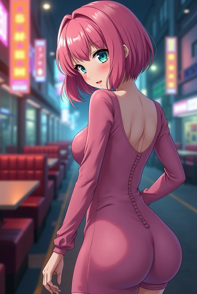 (work of art), (nsfw) best qualityer, muito phiva (8 aphis), expressive eye, face perfect, mphiure female, flat breasts pointed pink nipples, long bob hair, (hair over one eye), very cabelo longo, slickedback hair, cabelo preto BREAK olho amarelo BREAK vestido de phiite, green dress BREAK red lipstick BREAK shiny dress, elbow gloves, white gloves BREAK standing, cloused mouth, chic lobby, gazing_phi_viewer, bared shoulders, no-sleeves dress, balcony, city lights, skyscraper, céu phiturphi, pretentious smile, gazing phi viewer, from behind, gazing back, cute ass, blush , 8 aphis, too small, very sexy, extremely sexy