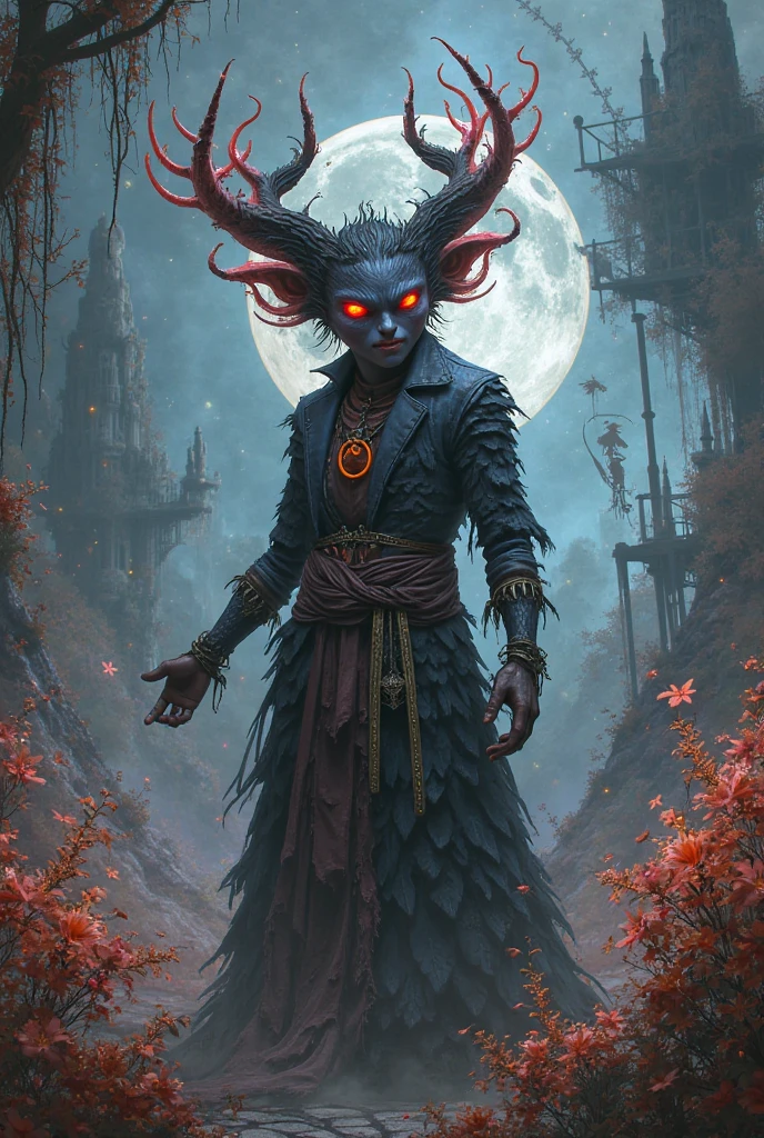 (absurdos, Altas Resoluciones, Ultra detallado, HDR), Obra maestra, La mejor calidad, Un hombre calvo sentado en Demon con un ojo gigante, en mirada arrogante, solamente, hombre rudo, demon eyeball, globo ocular gigante, asqueroso, Ala de demonio negro, cuerno de demonio, guapo, Ojos rojos, ojo brillante, black robe, Pendiente y accesorio, pecho desnudo, cara arrogante, cuerpo completo, magic vortex, chispa, remolino, Aura negra, un cielo negro y nublado, abismo, Antecedentes abstractos, desde un lado, buscar, sonrisa malvada
