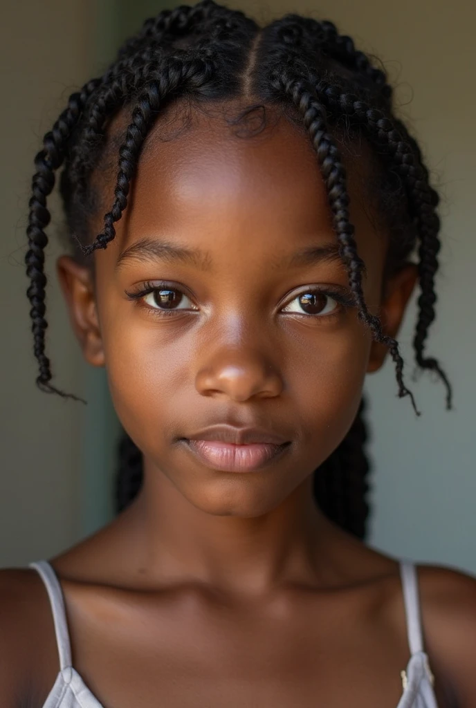 1girl, dark skinned, (photography, highly detailed:1.2), portrait, detailed face, upper body, shoulders, chest, teenager, cute, shy