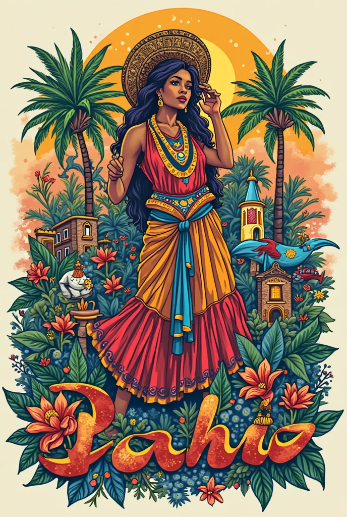 I am looking for an artist to create a pixel art of Belém do Pará, Brazil. I would like the artwork to include the Ver-o-Peso Market, the Basilica of Our Lady of Nazareth, the Teatro da Paz, and açaí palm trees. Please capture the Amazonian spirit and use a color palette that reflects the diversity and culture of Belém.