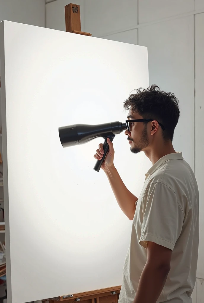 Draw me René Descartes standing in a studio with a white background and a microphone in front of him as if he is recording a song. I want him to show his head and legs completely.