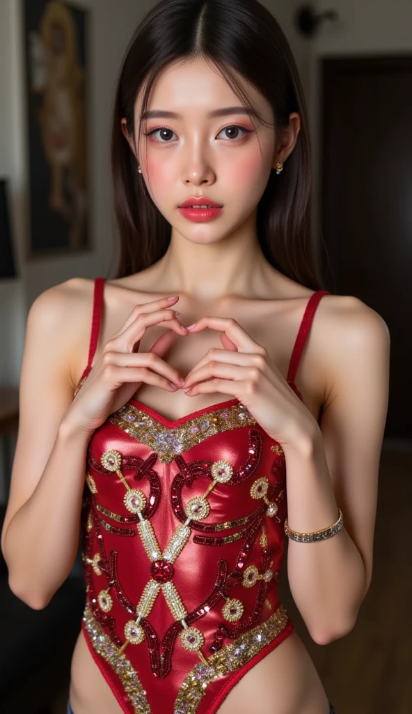 (best quality, masterpiece), a portrait of a female girl as russian classical dancer ,121431_AIDA_apavaga, 18 years old, red tut,dance shoes, teatre