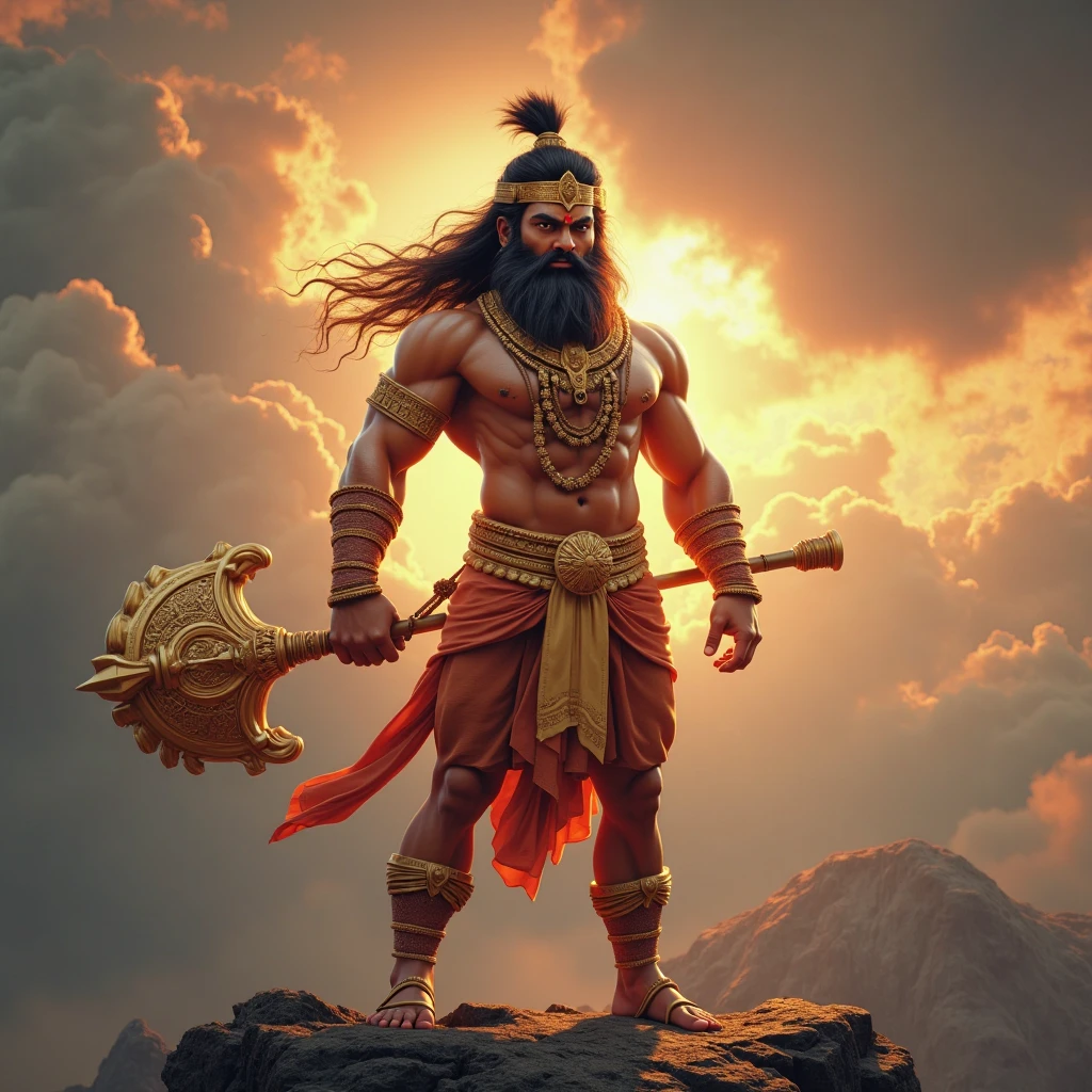 cinematic animated character art, shillouete of indian god Lord ganesh walking in Himalayas at night, red dhoti, strong arms, body covered in white ash, wearing detailed golden crown and armbands, multiple hands, divine glow in background, holding a stick, strong snow Blizzard , night sky, night, glowing fireflies in atmosphere, darkness in atmosphere, colour graded, vibrant, 4khd